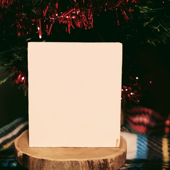 Hand Crafted Merry Christmas Santa Claus Christmas Tree Navy Gold Mini Wood Sign - Picture 3 of 4